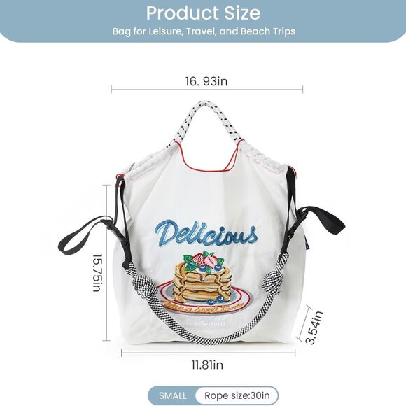 Embroidery Tote Bag Nylon Small Multiple Uses Stylish Lightweight - Picture 6 of 6